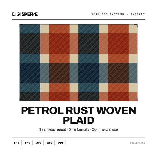 Petrol Rust Woven Plaid seamless pattern set — main preview
