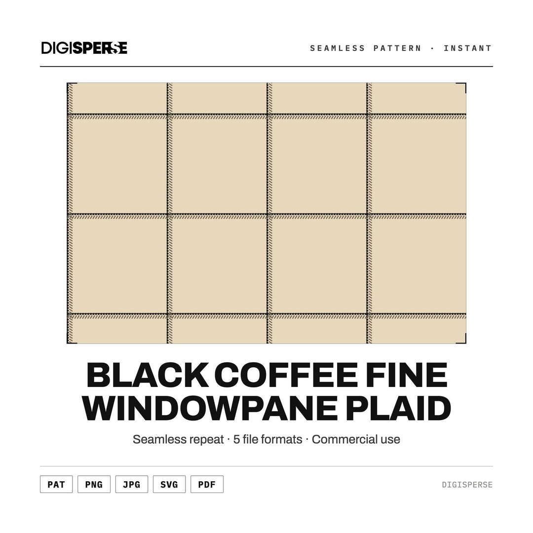 Seamless Pattern | Black Coffee Fine Windowpane Plaid | Digital Paper Fabric Wallpaper