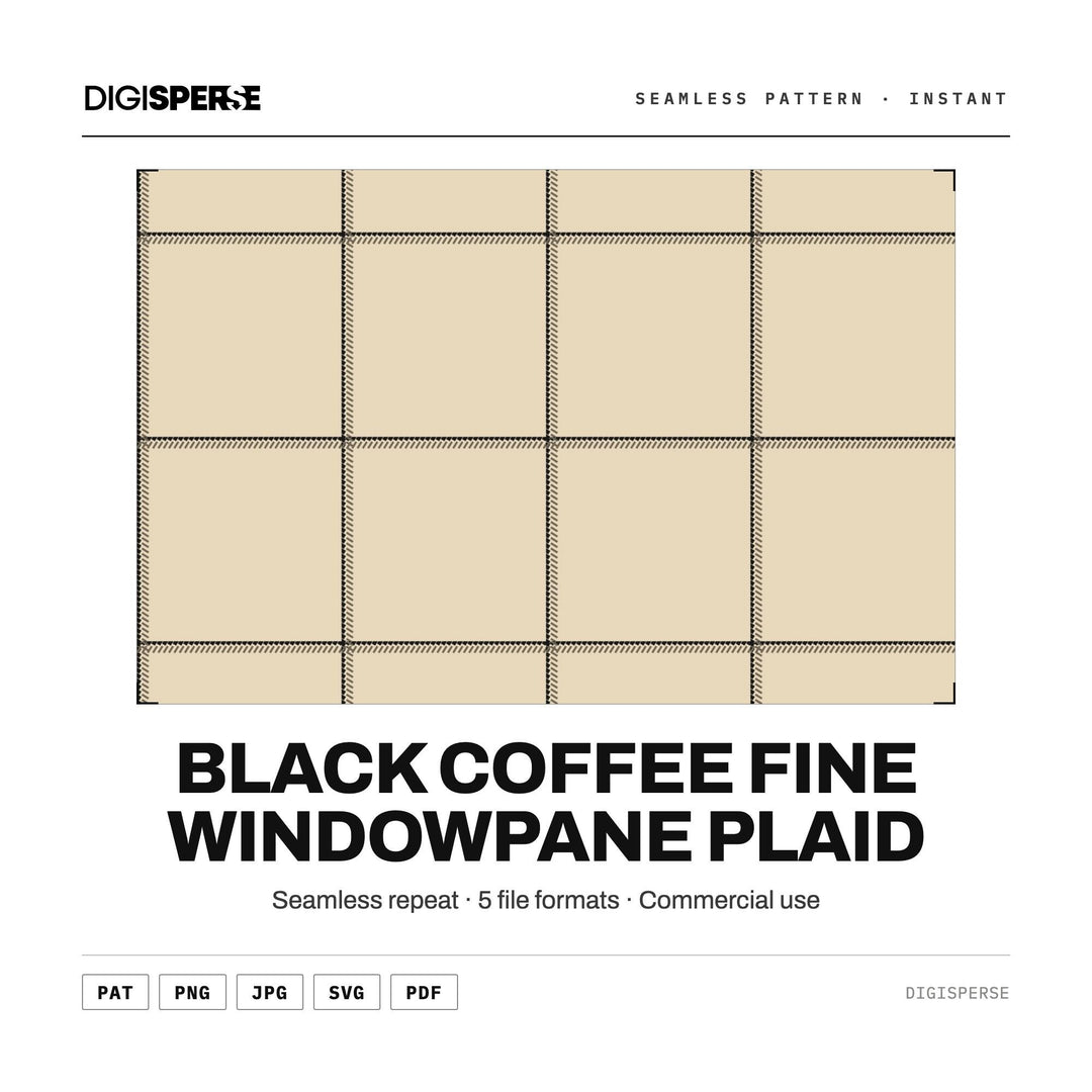 Seamless Pattern | Black Coffee Fine Windowpane Plaid | Digital Paper Fabric Wallpaper