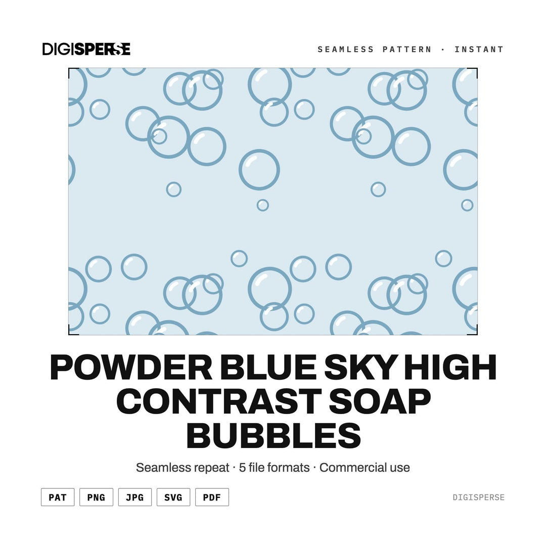 Seamless Digital Paper | Powder Blue Sky High Contrast Soap Bubbles | Fabric Wallpaper