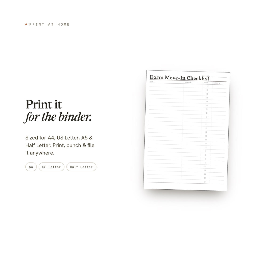 College Dorm Checklist | Back to School Planner Insert | GoodNotes iPad PDF | Instant Download