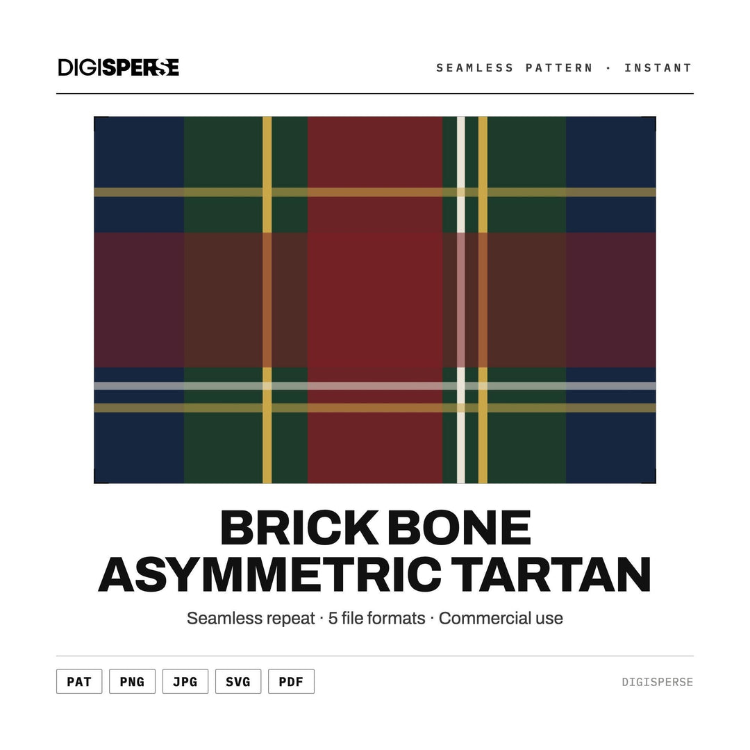 Seamless Pattern | Brick Bone Asymmetric Tartan | Digital Paper Fabric Wallpaper