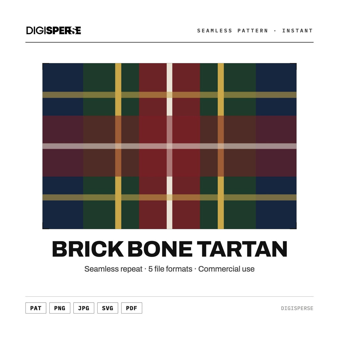 Seamless Pattern | Brick Bone Tartan | Digital Paper Fabric Wallpaper | PNG SVG PDF