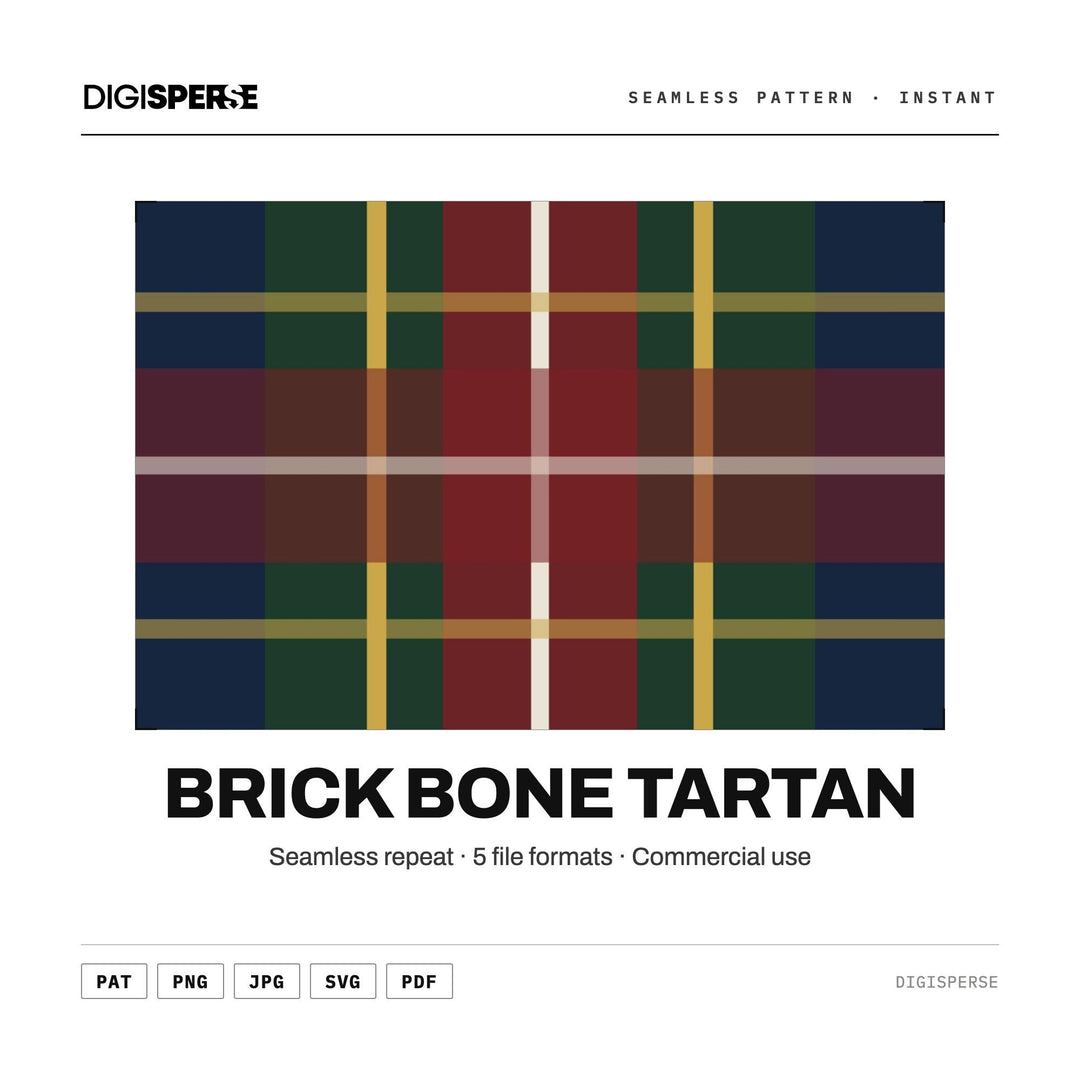 Seamless Pattern | Brick Bone Tartan | Digital Paper Fabric Wallpaper | PNG SVG PDF