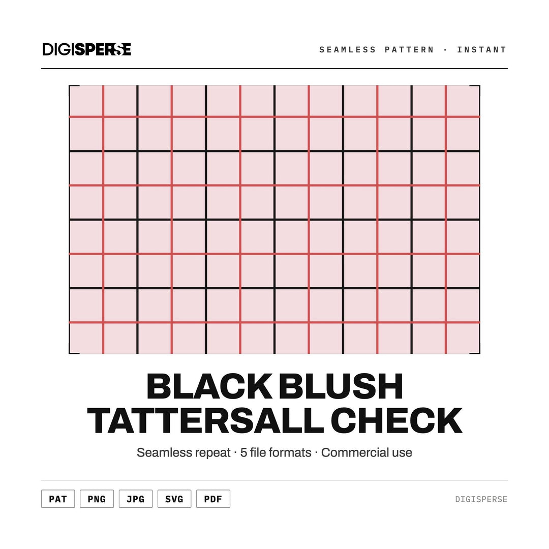 Seamless Pattern | Black Blush Tattersall Check | Digital Paper Fabric Wallpaper