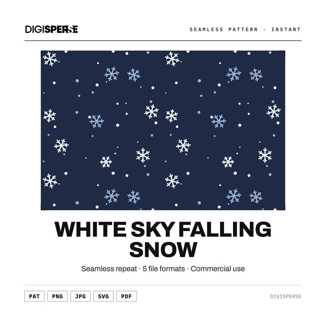 Digital Scrapbook Paper | White Sky Falling Snow | Fabric Wallpaper | PNG SVG PDF