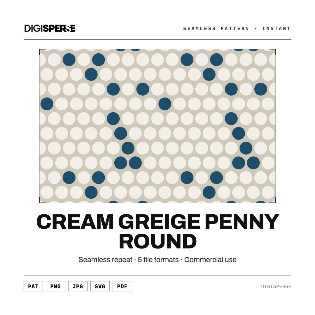 Surface Pattern Design | Cream Greige Penny Round | Digital Paper Fabric Wallpaper