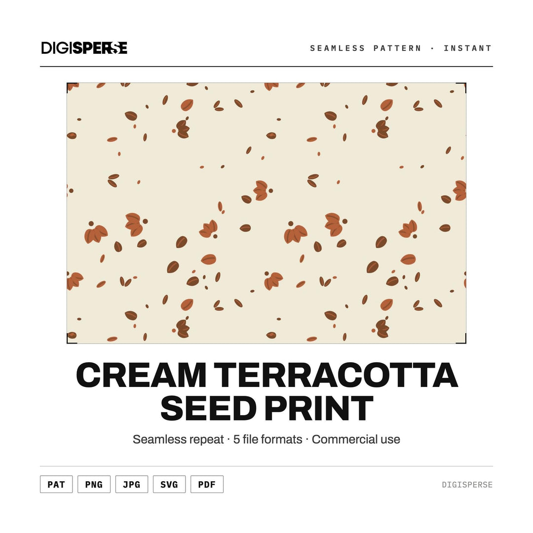 Seamless Digital Paper | Cream Terracotta Seed Print | Fabric Wallpaper | PNG SVG PDF