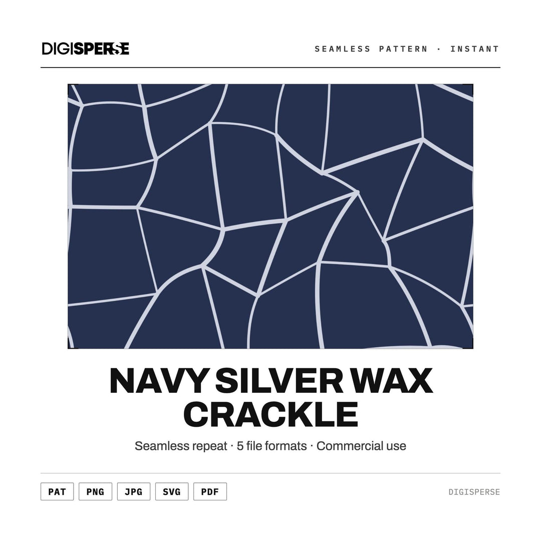 Surface Pattern Design | Navy Silver Wax Crackle | Digital Paper Fabric Wallpaper