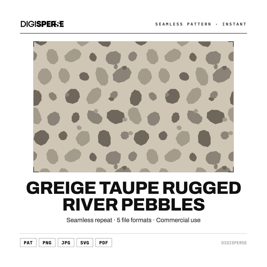 Seamless Digital Paper | Greige Taupe Rugged River Pebbles | Fabric Wallpaper
