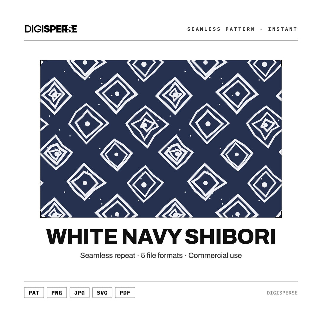 Surface Pattern Design | White Navy Shibori | Digital Paper Fabric Wallpaper