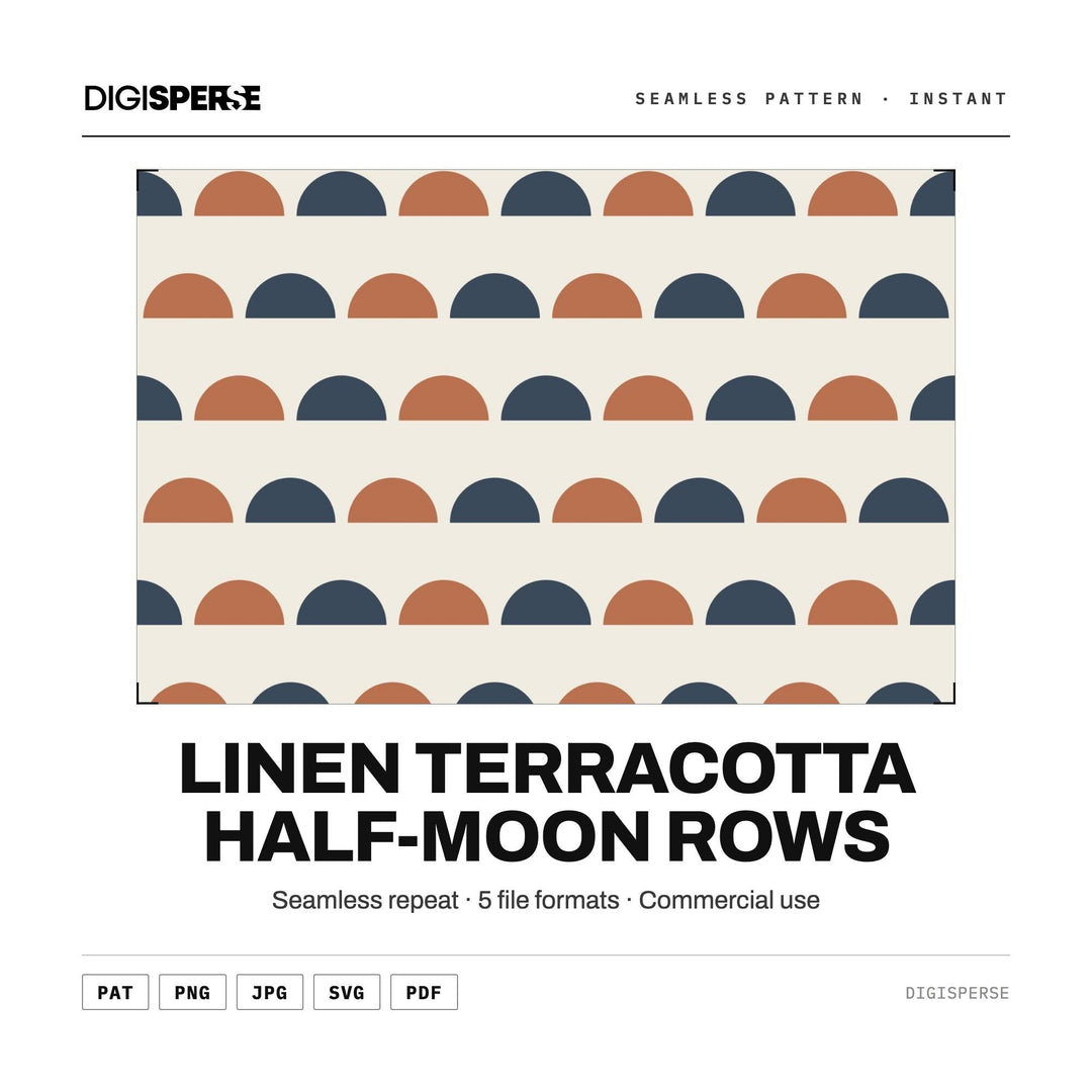 Seamless Pattern Svg | Linen Terracotta Half-Moon Rows | Digital Paper Fabric Wallpaper
