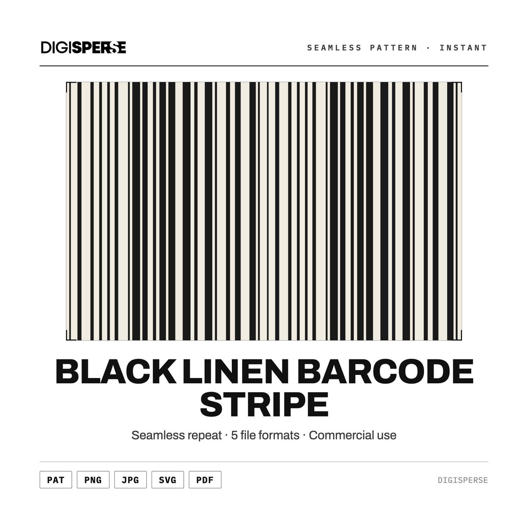 Seamless Pattern | Black Linen Barcode Stripe | Digital Paper Fabric Wallpaper