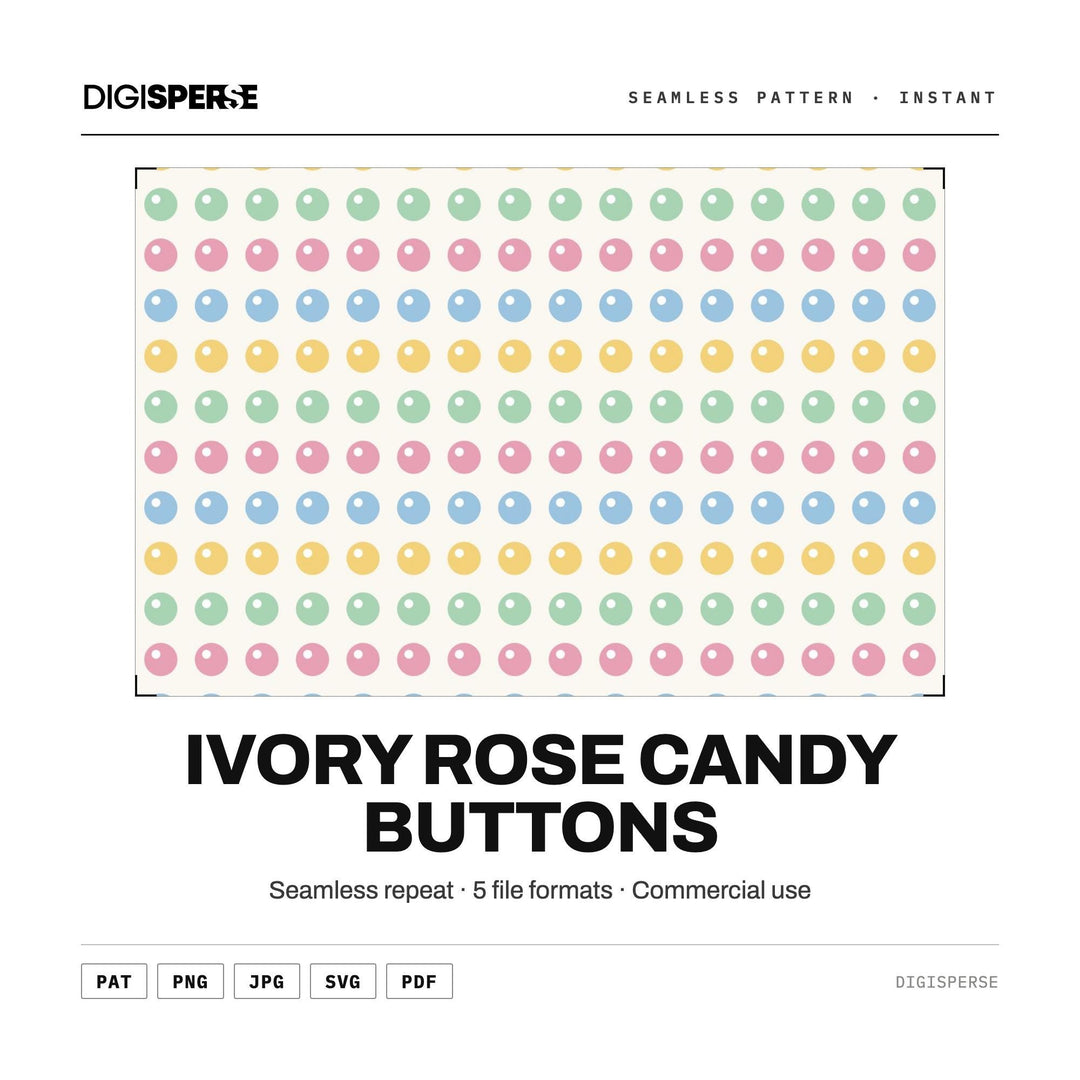 Seamless Digital Paper | Ivory Rose Candy Buttons | Fabric Wallpaper | PNG SVG PDF