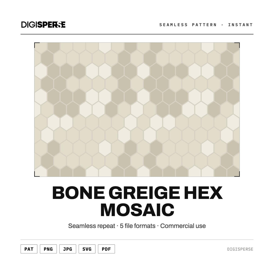 Surface Pattern Design | Bone Greige Hex Mosaic | Digital Paper Fabric Wallpaper