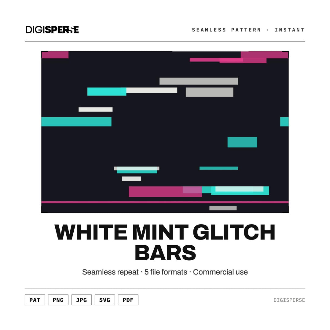Digital Scrapbook Paper | White Mint Glitch Bars | Fabric Wallpaper | PNG SVG PDF