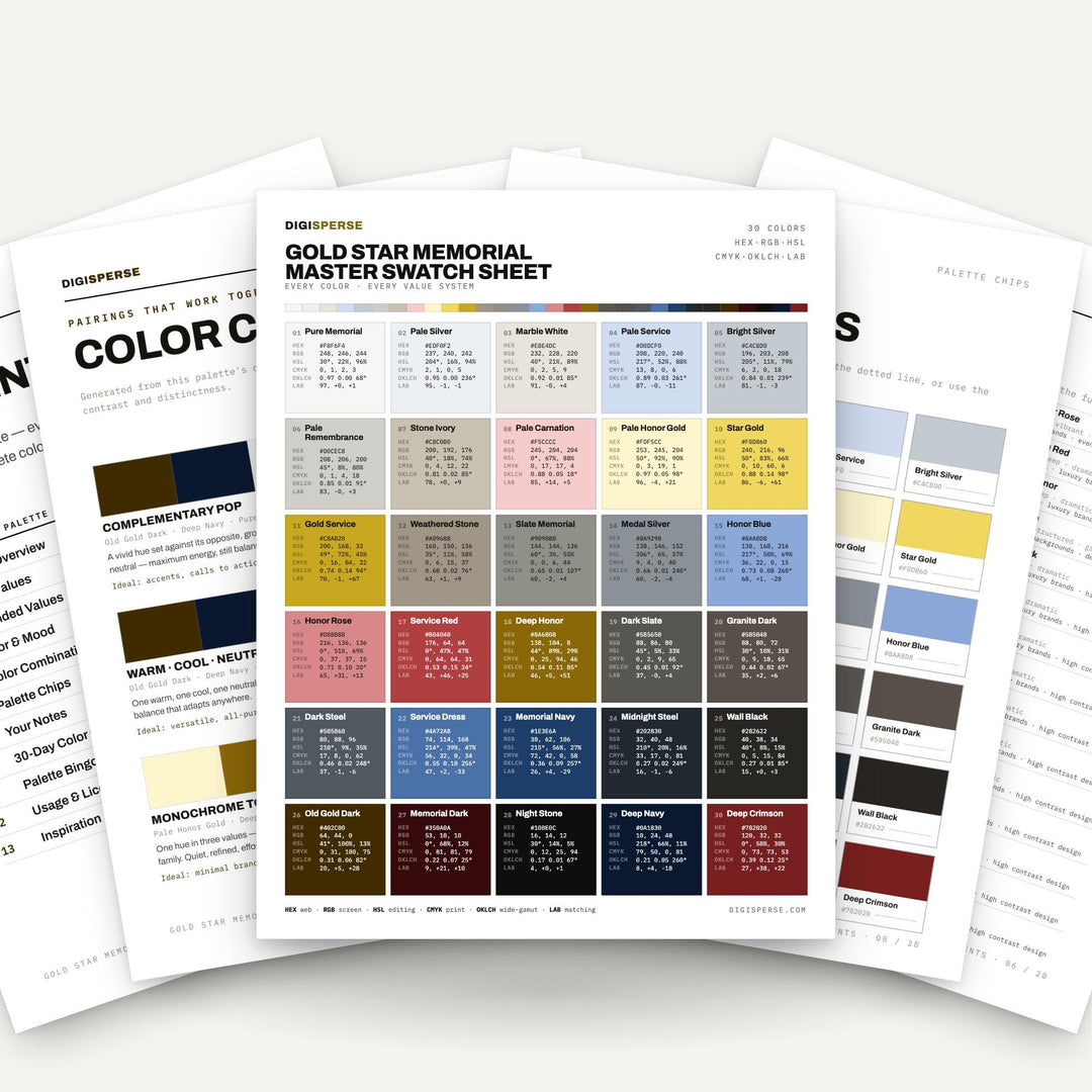 Gold Star Memorial color palette — main preview