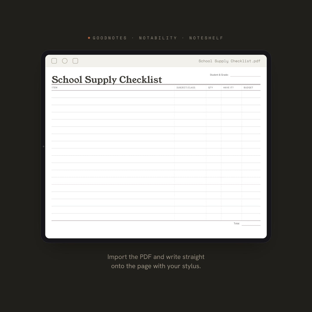 School Supply Checklist printable planner insert — preview image 5 of 20