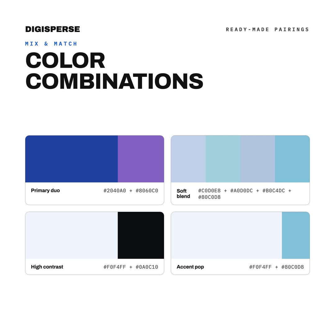 Calm Tech Color Palette for UI UX Design and Modern App Branding, 30 Ambient Interface Hues, Procreate Swatches, Hex Codes