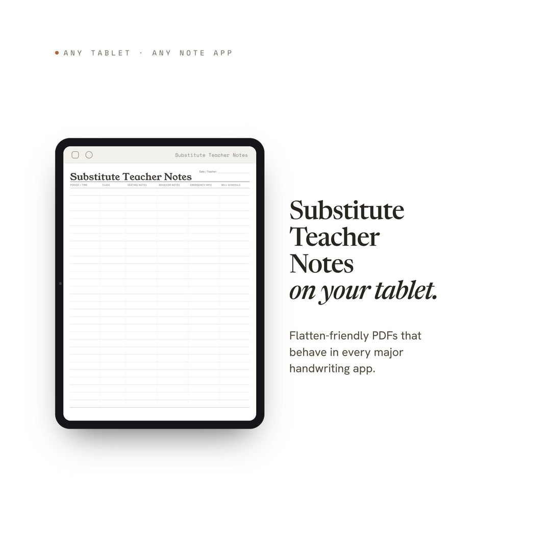 Substitute Teacher Notes printable planner insert — preview image 6 of 20