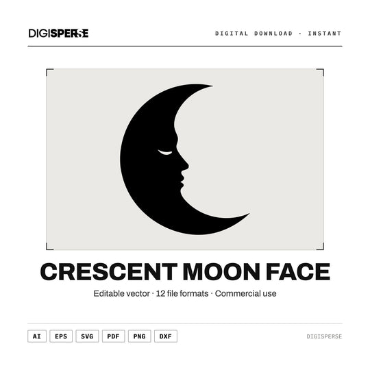 Crescent Moon Face Svg vector graphic set — main preview