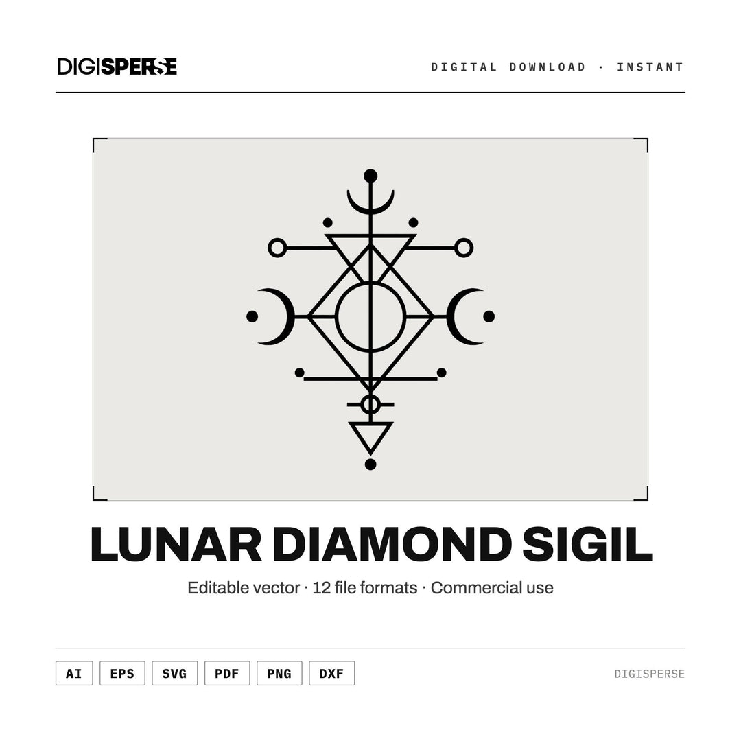Lunar Diamond Sigil Svg vector graphic set — main preview