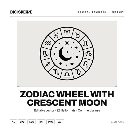 Zodiac Wheel Moon Svg vector graphic set — main preview