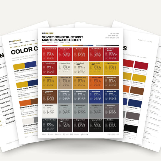 Soviet Constructivist Color Palette | 30 Colors | Hex RGB CMYK | Procreate Swatches + ASE | Digital Download color palette —