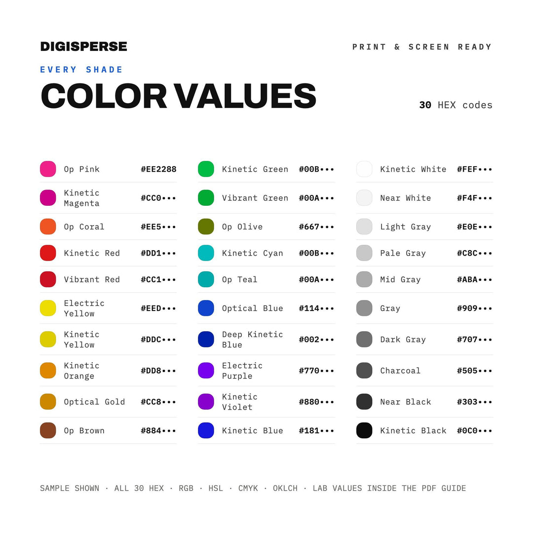 Kinetic Art Color Palette | 30 Colors, HEX, RGB, CMYK (Digital Download) color palette — preview image 3 of 20