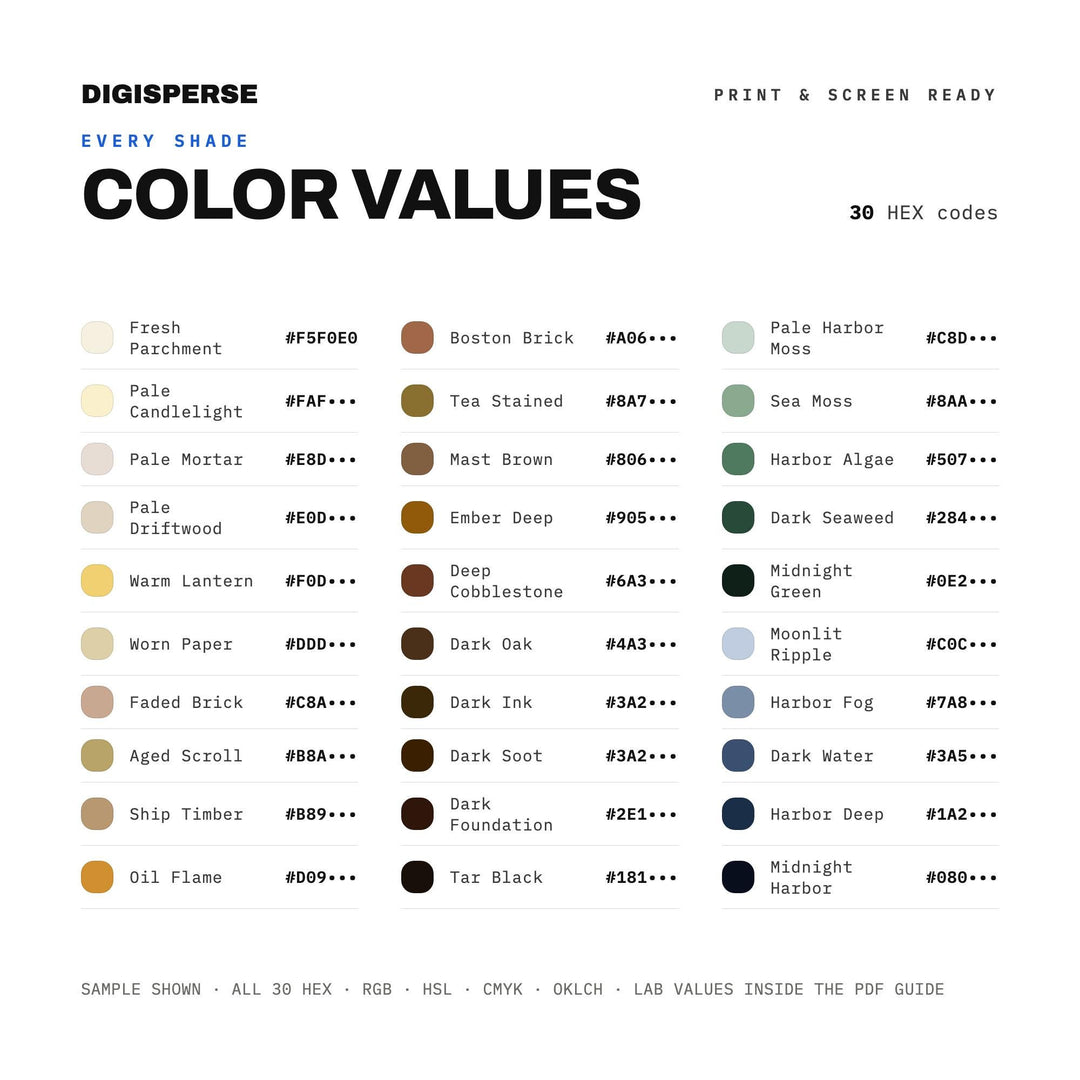 Boston Harbor Night Color Palette | 30 Moody Historical Colors (Digital Download) color palette — preview image 3 of 20