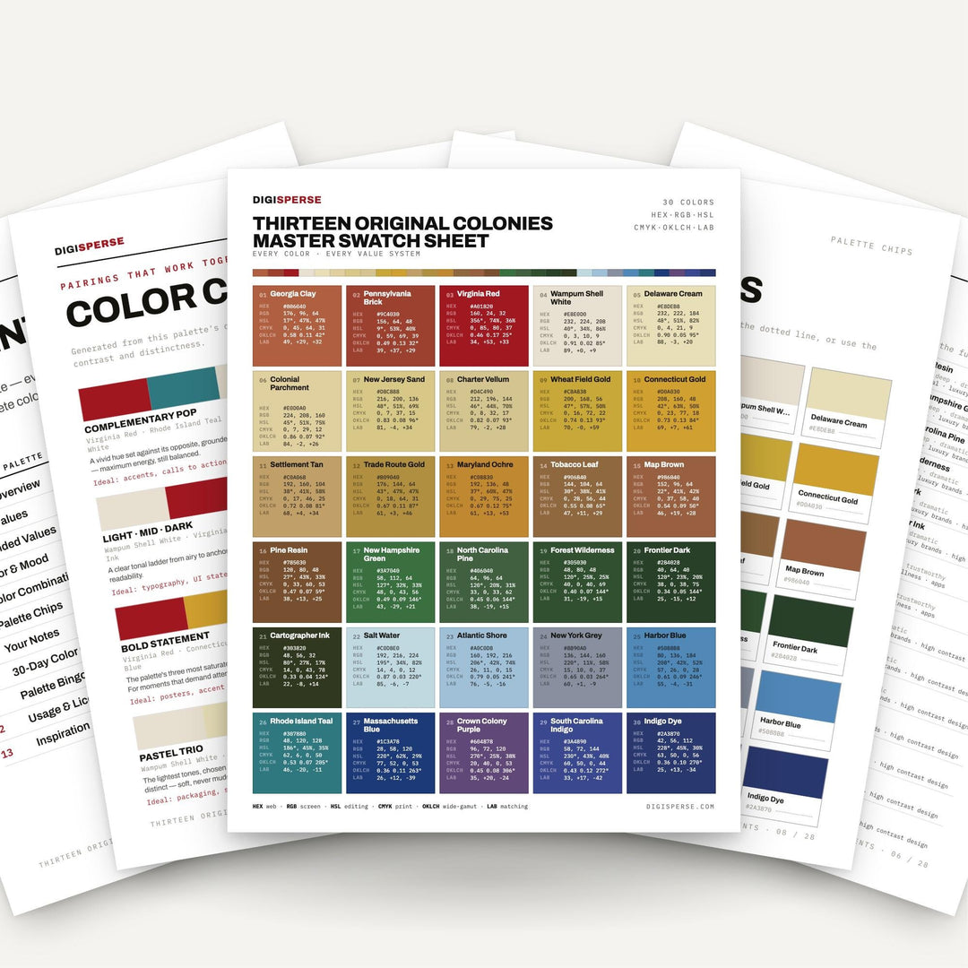 Thirteen Original Colonies color palette — main preview