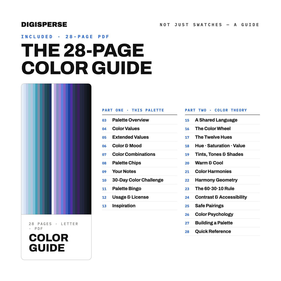 Calm Tech Color Palette for UI UX Design and Modern App Branding, 30 Ambient Interface Hues, Procreate Swatches, Hex Codes