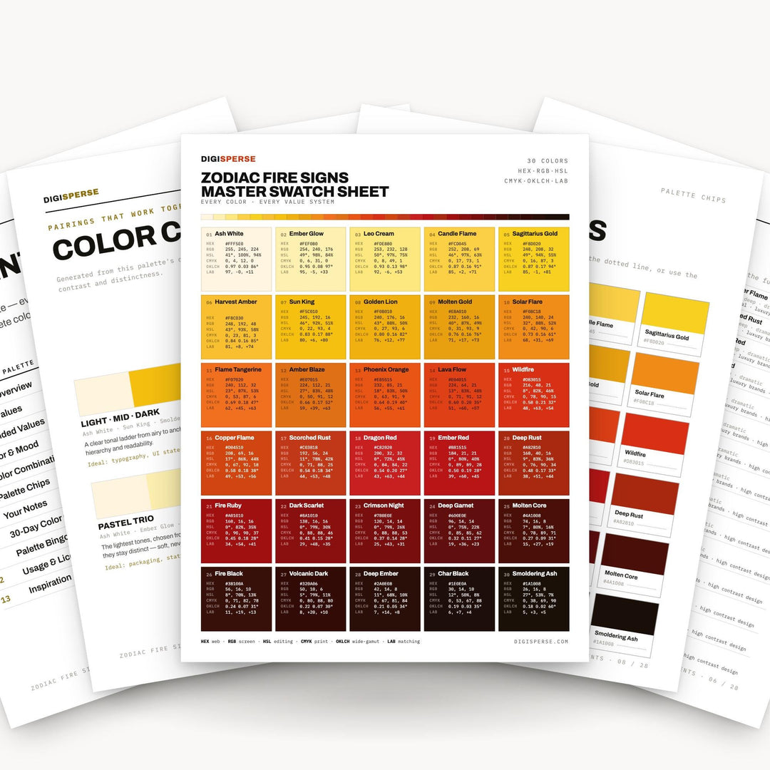 Zodiac Fire Signs color palette — main preview