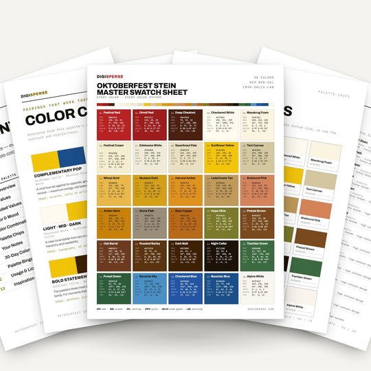 Warm Bavarian Color Palette for German Beer Fest Art and Autumn Branding, 30 Oktoberfest Amber Hues, Procreate Swatches, Hex