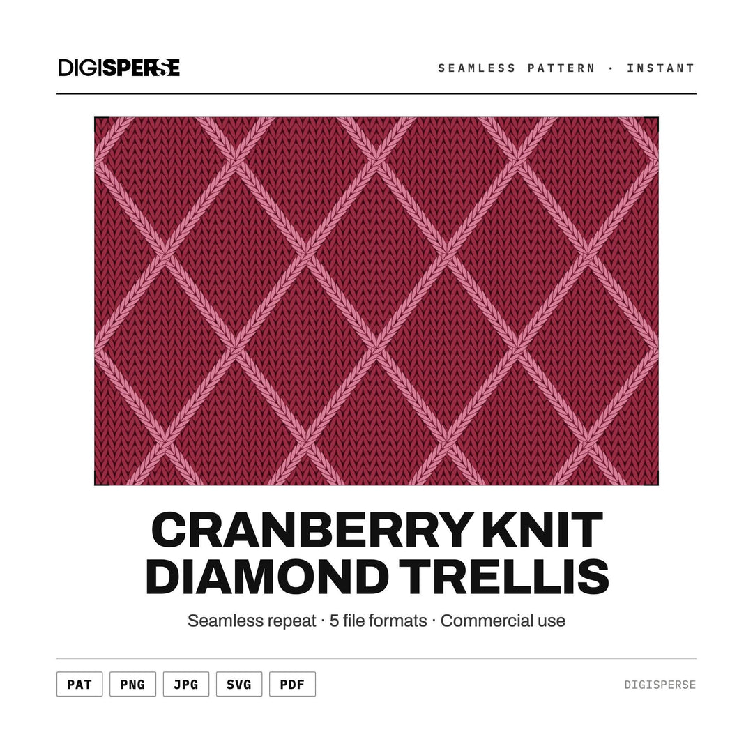 Cranberry Knit Diamond Trellis seamless pattern set — main preview