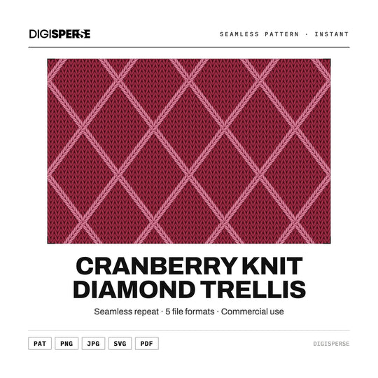 Cranberry Knit Diamond Trellis seamless pattern set — main preview