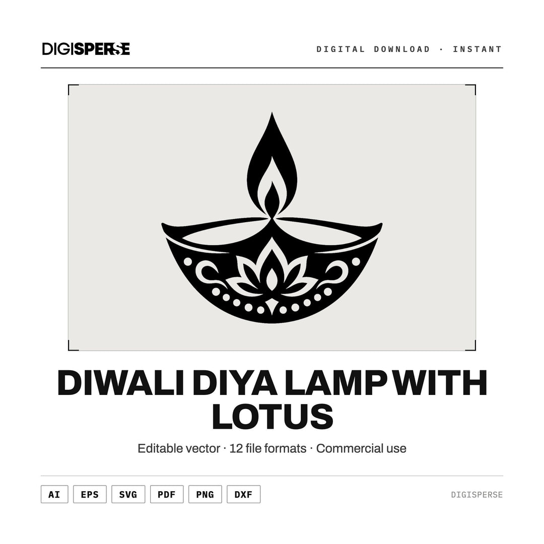 Diwali Diya Lamp Lotus Svg vector graphic set — main preview