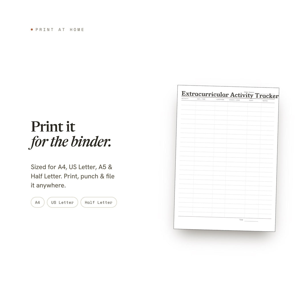 Extracurricular Activity Tracker printable planner insert — preview image 7 of 20