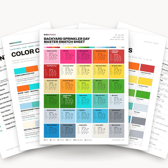 Bright Summer Color Palette for Nostalgic Childhood Art and Playful Branding, 30 Sprinkler Splash Hues, Procreate Swatches