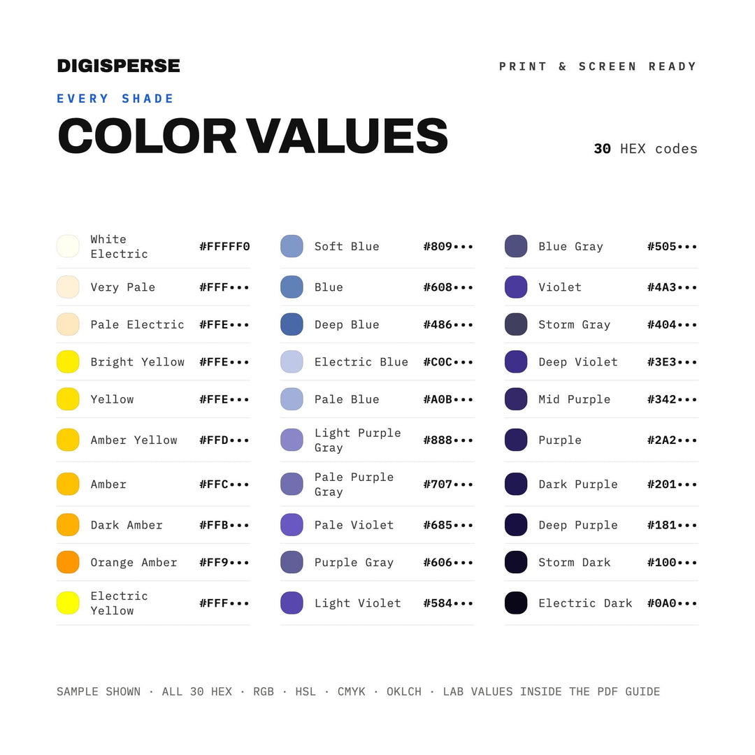 Electric Storm Color Palette | 30 Procreate Swatches, ASE Guide (Digital Download) color palette — preview image 3 of 20