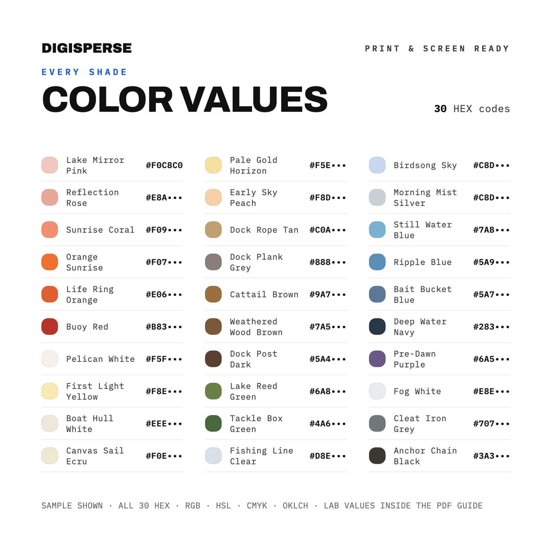 Boat Dock Sunrise Color Palette | 30 Procreate Swatches, ASE (Digital Download) color palette — preview image 3 of 20