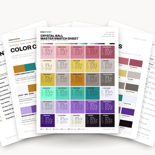 Crystal Ball Color Palette | 30 Mystical Colors, Hex RGB CMYK (Digital Download) color palette — main preview