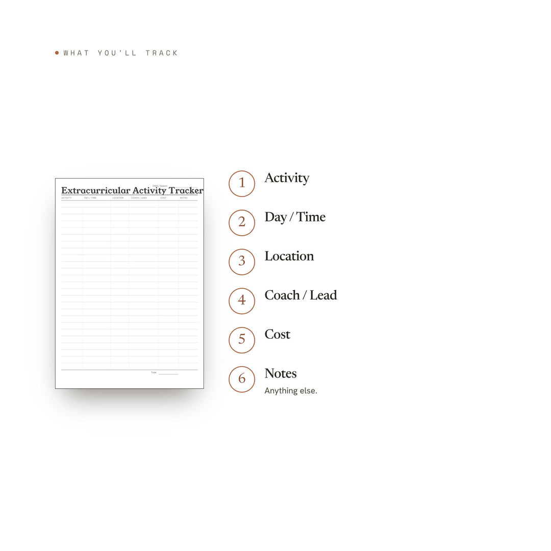 Extracurricular Activity Tracker printable planner insert — preview image 8 of 20