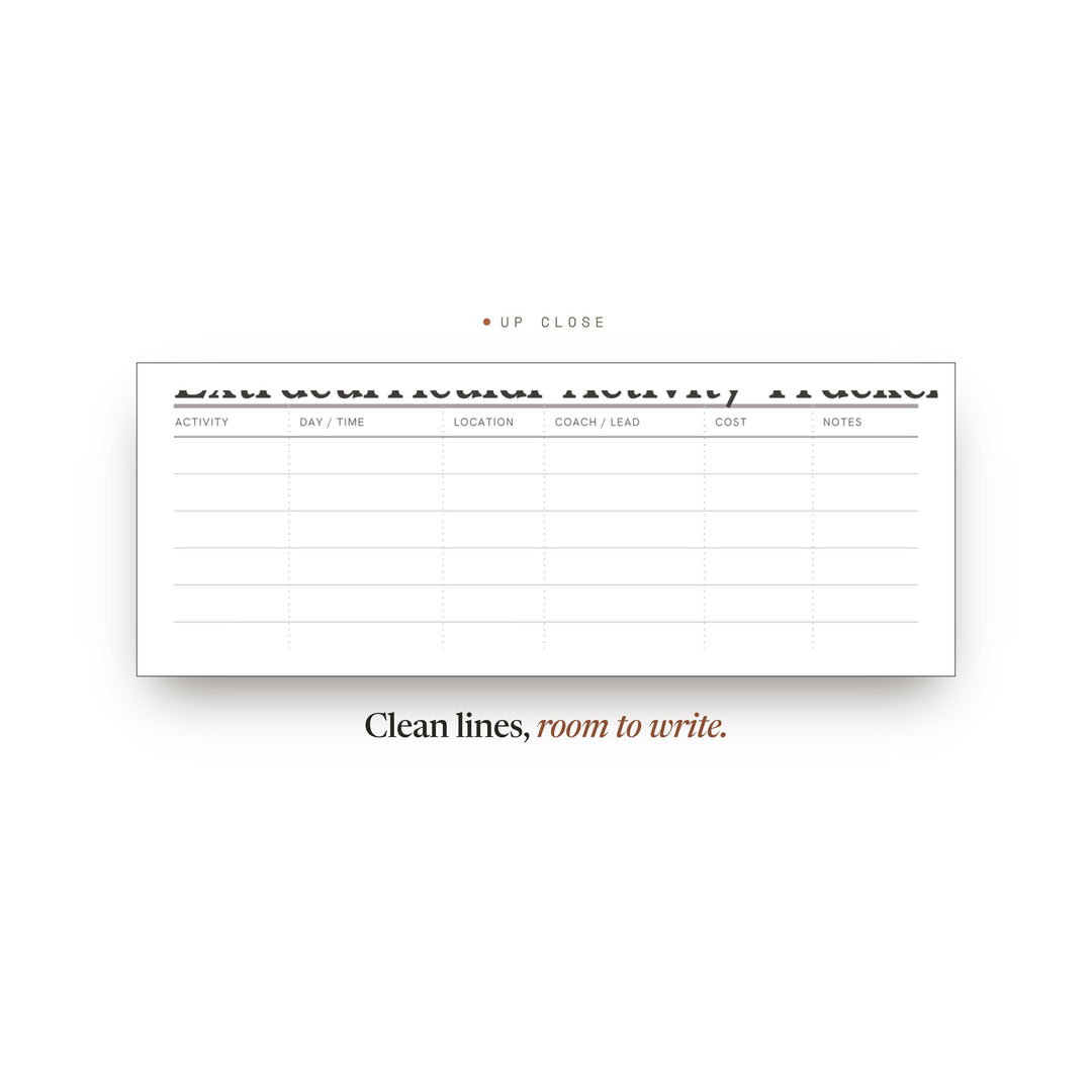 Extracurricular Activity Tracker printable planner insert — preview image 9 of 20