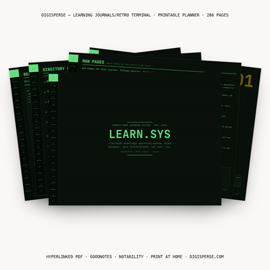 Retro Terminal Learning Journal Digital Planner PDF