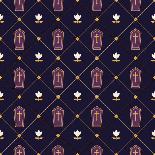 Seamless pattern tile — midnight gilt coffin diaper
