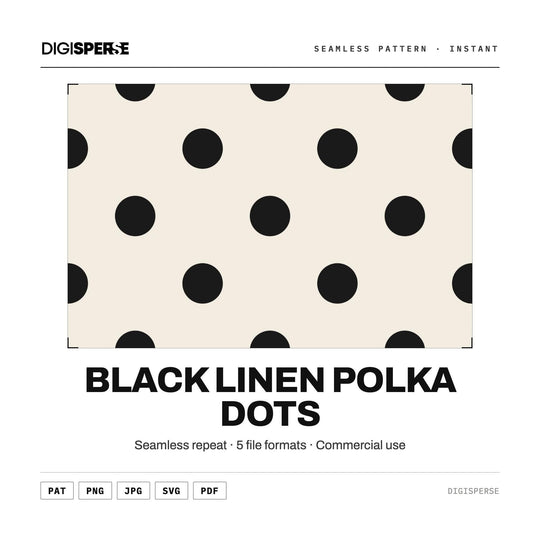 Black Linen Polka Dots seamless pattern tile used as a Canva background pattern