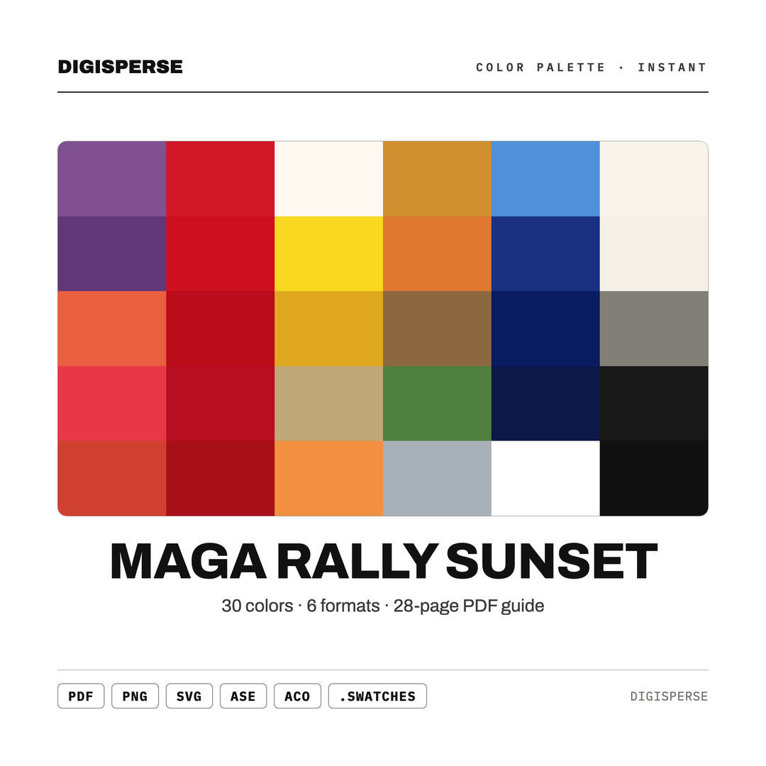 Maga Rally Sunset — every swatch at a glance (classic hero)