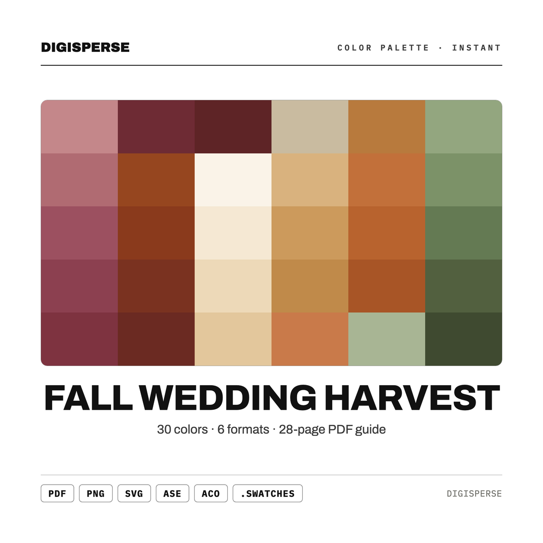 Fall Wedding Harvest — every swatch at a glance (classic hero)