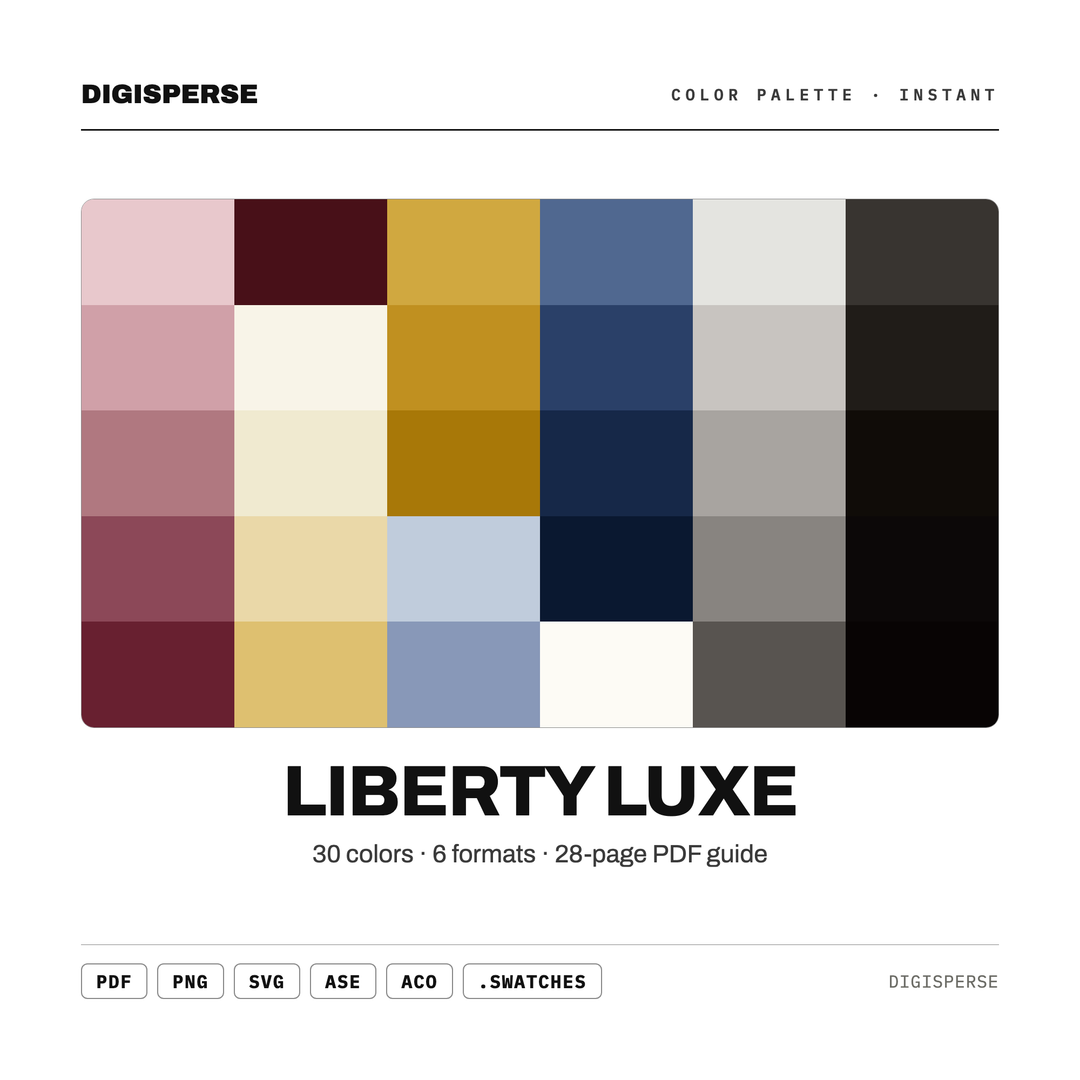 Liberty Luxe — every swatch at a glance (classic hero)